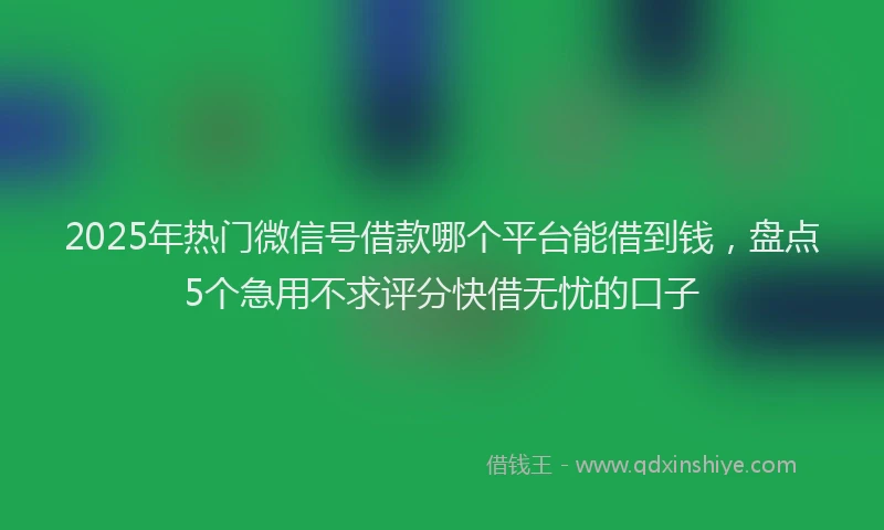 2025年热门微信号借款哪个平台能借到钱，盘点5个急用不求评分快借无忧的口子
