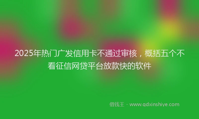 2025年热门广发信用卡不通过审核，概括五个不看征信网贷平台放款快的软件