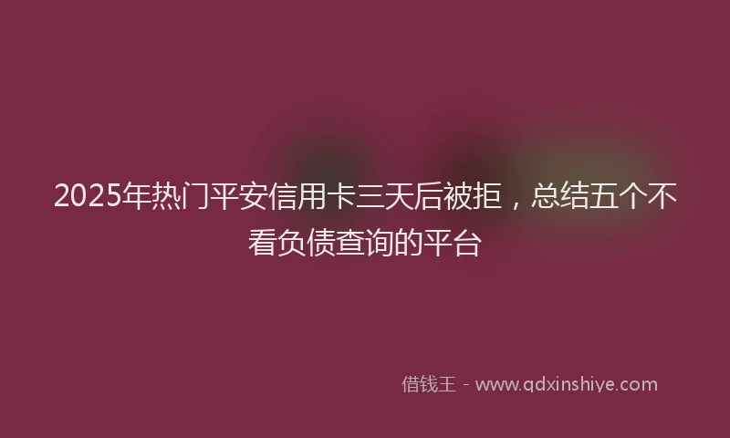 2025年热门平安信用卡三天后被拒，总结五个不看负债查询的平台