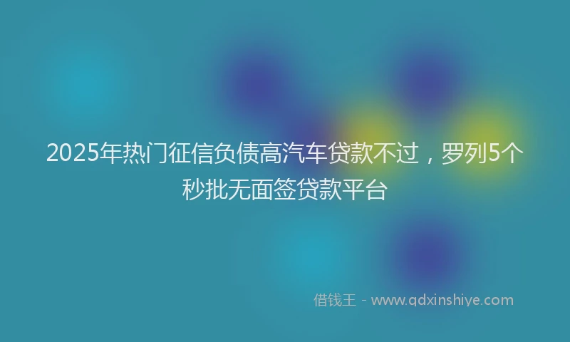 2025年热门征信负债高汽车贷款不过，罗列5个秒批无面签贷款平台