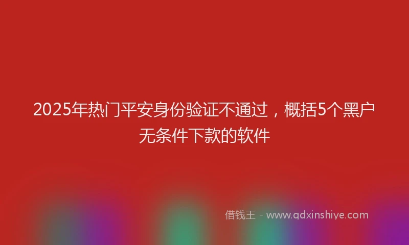 2025年热门平安身份验证不通过，概括5个黑户无条件下款的软件
