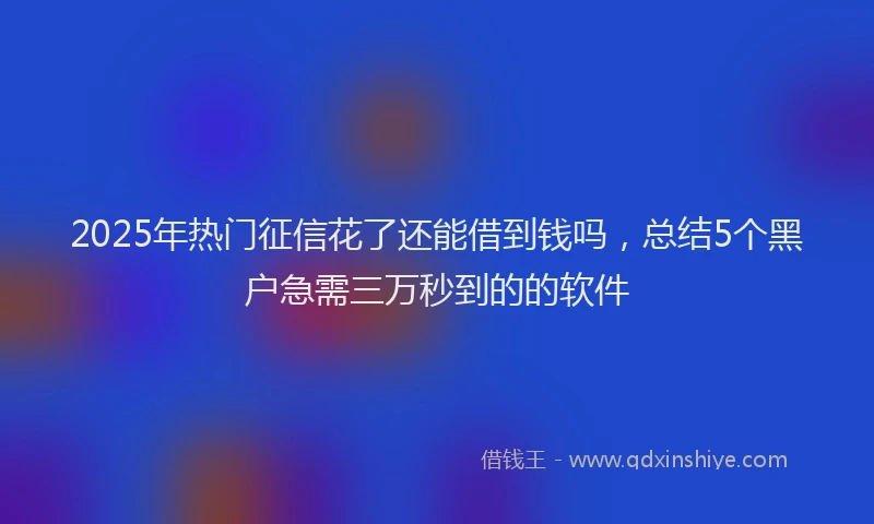 2025年热门征信花了还能借到钱吗，总结5个黑户急需三万秒到的的软件
