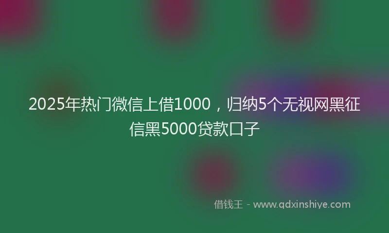 2025年热门微信上借1000，归纳5个无视网黑征信黑5000贷款口子