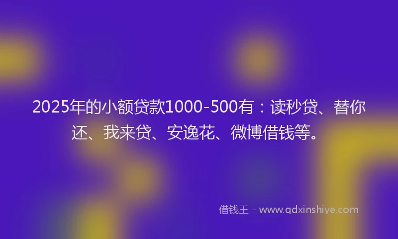 2025年的小额贷款1000-500有：读秒贷、替你还、我来贷、安逸花、微博借钱等。