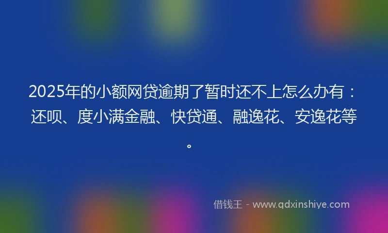 2025年的小额网贷逾期了暂时还不上怎么办有：还呗、度小满金融、快贷通、融逸花、安逸花等。