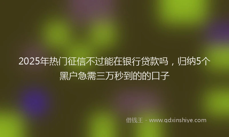 2025年热门征信不过能在银行贷款吗，归纳5个黑户急需三万秒到的的口子