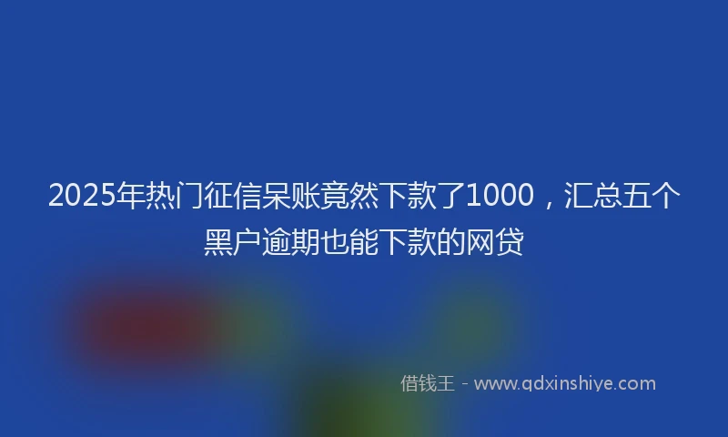 2025年热门征信呆账竟然下款了1000，汇总五个黑户逾期也能下款的网贷