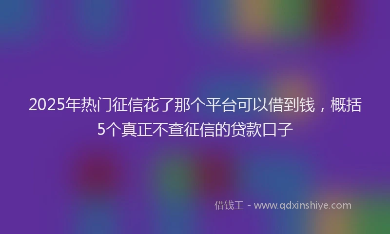 2025年热门征信花了那个平台可以借到钱，概括5个真正不查征信的贷款口子