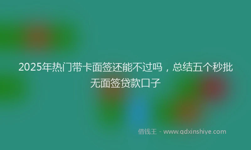 2025年热门带卡面签还能不过吗，总结五个秒批无面签贷款口子