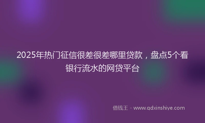 2025年热门征信很差很差哪里贷款，盘点5个看银行流水的网贷平台