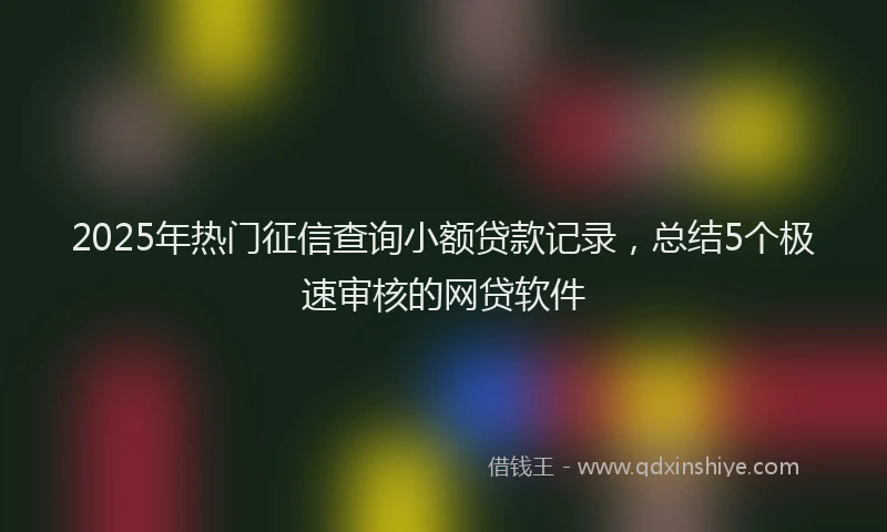 2025年热门征信查询小额贷款记录，总结5个极速审核的网贷软件