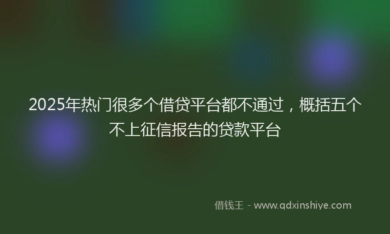 2025年热门很多个借贷平台都不通过，概括五个不上征信报告的贷款平台