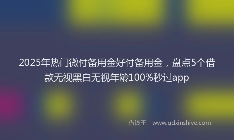 2025年热门微付备用金好付备用金，盘点5个借款无视黑白无视年龄100%秒过app