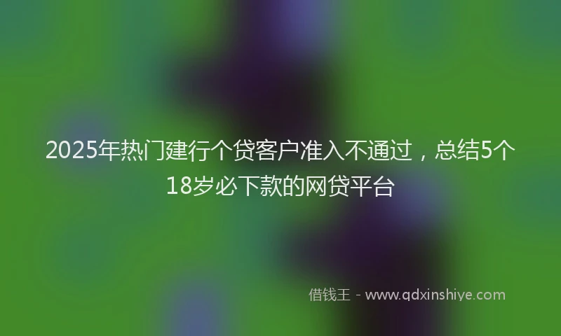 2025年热门建行个贷客户准入不通过，总结5个18岁必下款的网贷平台