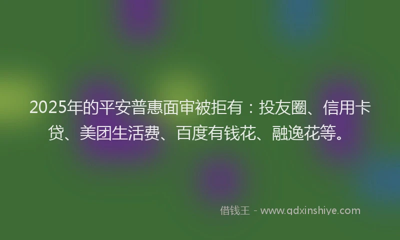 2025年的平安普惠面审被拒有：投友圈、信用卡贷、美团生活费、百度有钱花、融逸花等。