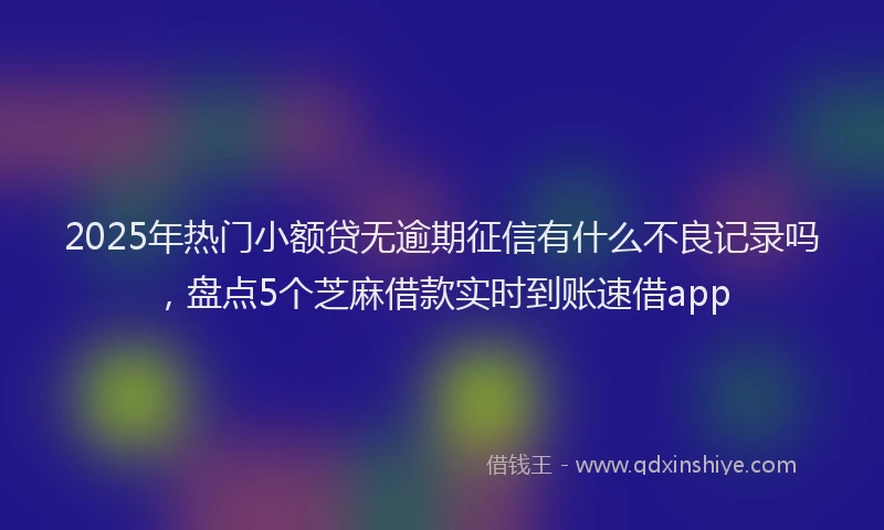 2025年热门小额贷无逾期征信有什么不良记录吗,盘点5个芝麻借款实时到账速借app