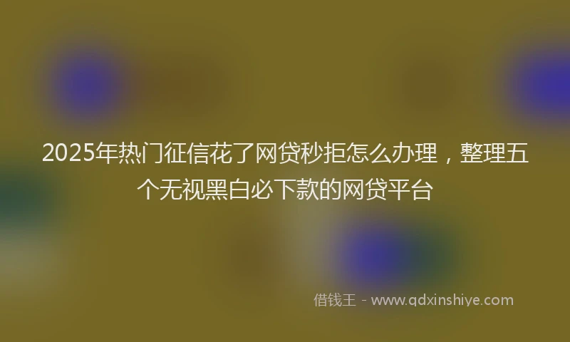 2025年热门征信花了网贷秒拒怎么办理，整理五个无视黑白必下款的网贷平台