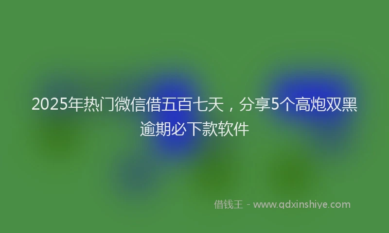 2025年热门微信借五百七天，分享5个高炮双黑逾期必下款软件