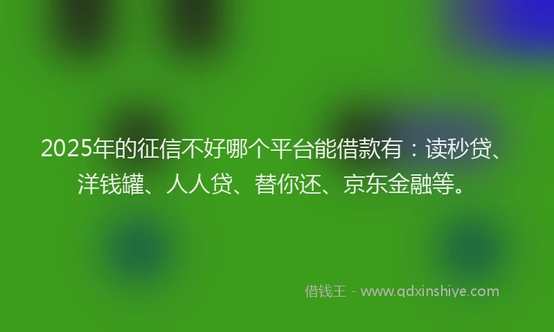 2025年的征信不好哪个平台能借款有：读秒贷、洋钱罐、人人贷、替你还、京东金融等。