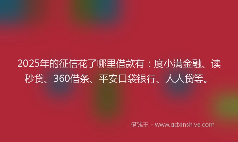 2025年的征信花了哪里借款有：度小满金融、读秒贷、360借条、平安口袋银行、人人贷等。