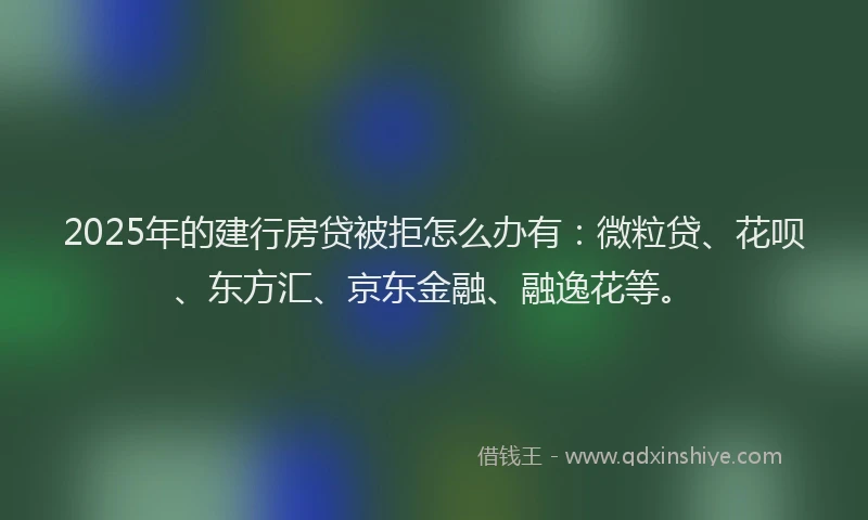 2025年的建行房贷被拒怎么办有：微粒贷、花呗、东方汇、京东金融、融逸花等。
