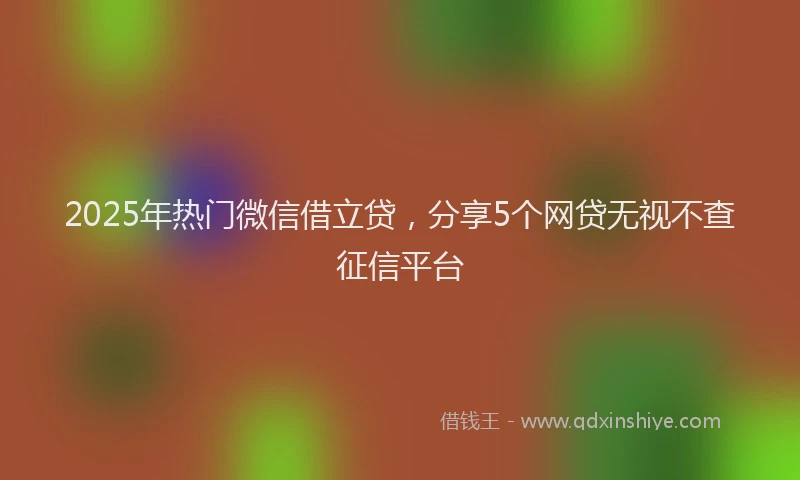2025年热门微信借立贷，分享5个网贷无视不查征信平台