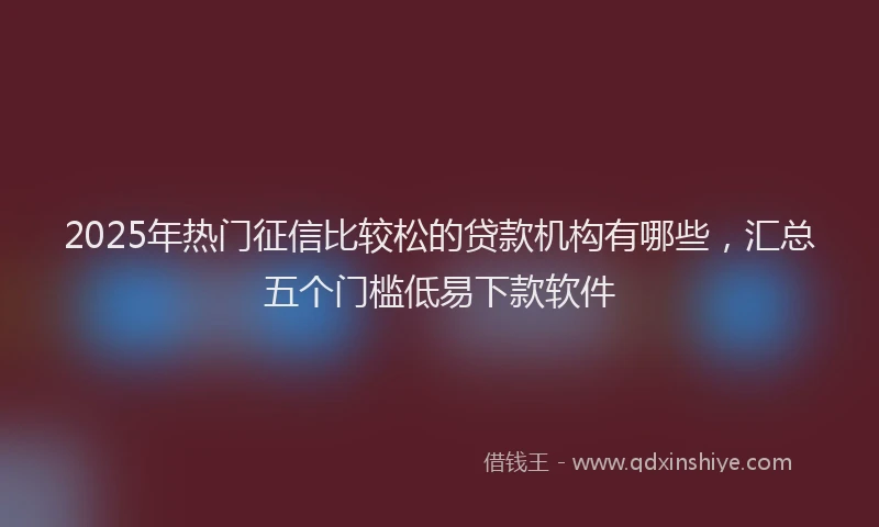 2025年热门征信比较松的贷款机构有哪些，汇总五个门槛低易下款软件
