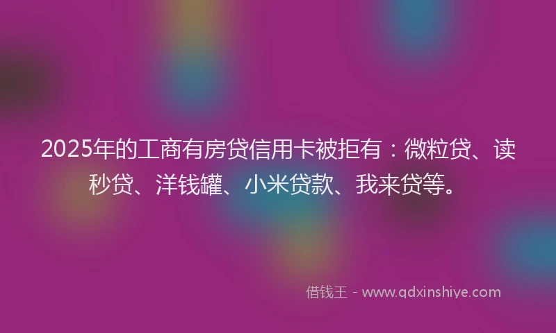 2025年的工商有房贷信用卡被拒有：微粒贷、读秒贷、洋钱罐、小米贷款、我来贷等。