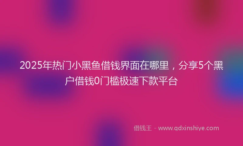2025年热门小黑鱼借钱界面在哪里，分享5个黑户借钱0门槛极速下款平台