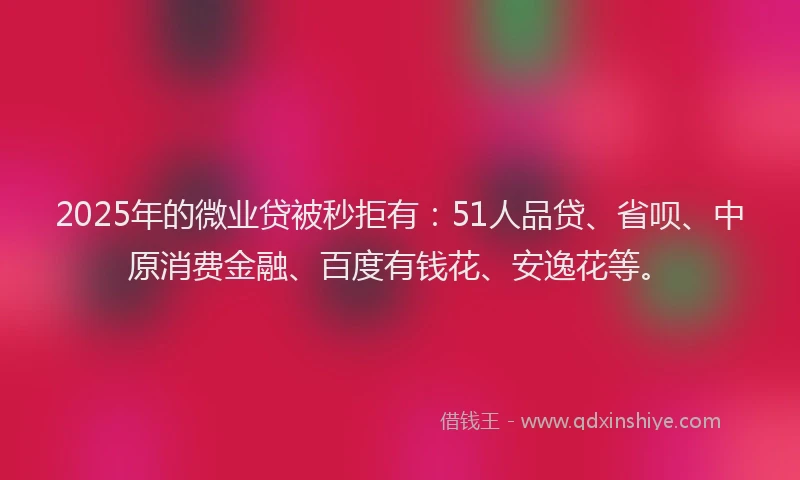 2025年的微业贷被秒拒有：51人品贷、省呗、中原消费金融、百度有钱花、安逸花等。