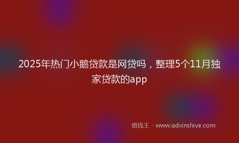 2025年热门小鹅贷款是网贷吗，整理5个11月独家贷款的app