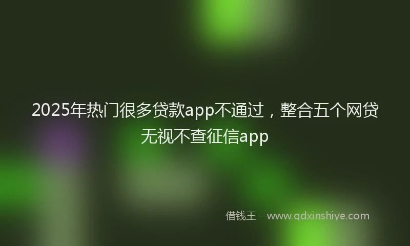 2025年热门很多贷款app不通过，整合五个网贷无视不查征信app