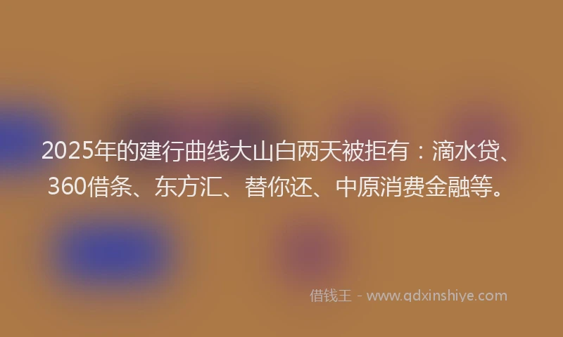 2025年的建行曲线大山白两天被拒有:滴水贷、360借条、东方汇、替你还、中原消费金融等。