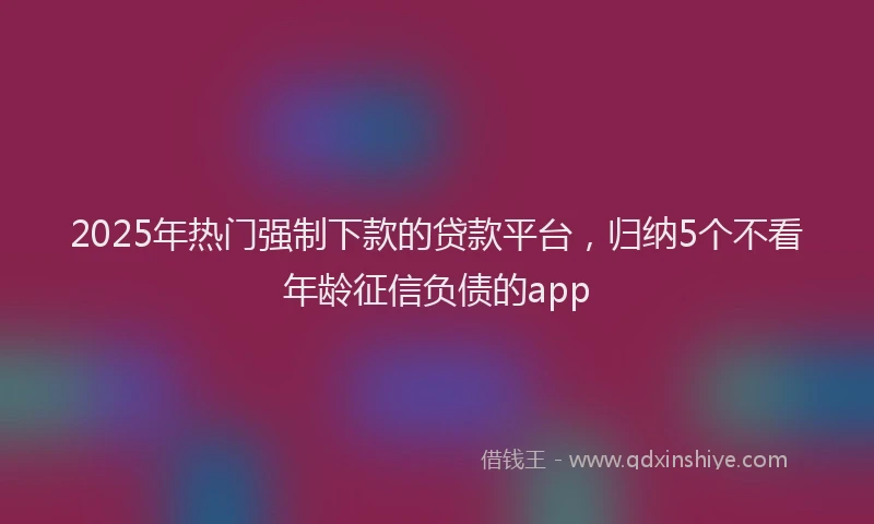 2025年热门强制下款的贷款平台，归纳5个不看年龄征信负债的app