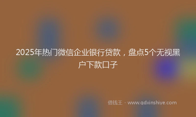 2025年热门微信企业银行贷款，盘点5个无视黑户下款口子
