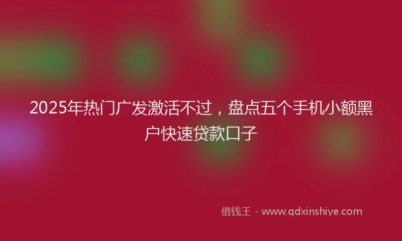 2025年热门广发激活不过，盘点五个手机小额黑户快速贷款口子