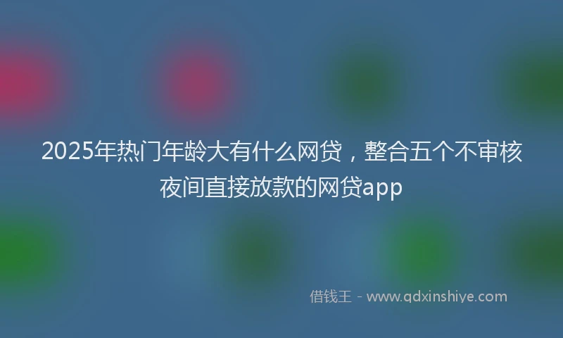 2025年热门年龄大有什么网贷，整合五个不审核夜间直接放款的网贷app