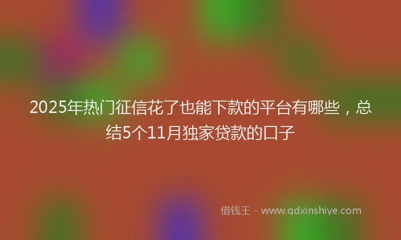2025年热门征信花了也能下款的平台有哪些，总结5个11月独家贷款的口子