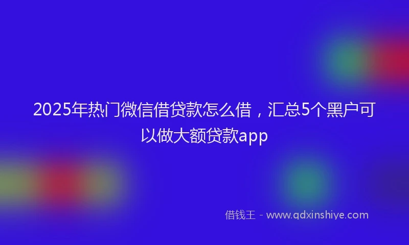 2025年热门微信借贷款怎么借，汇总5个黑户可以做大额贷款app