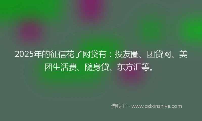 2025年的征信花了网贷有：投友圈、团贷网、美团生活费、随身贷、东方汇等。