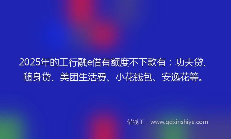 2025年的工行融e借有额度不下款有：功夫贷、随身贷、美团生活费、小花钱包、安逸花等。