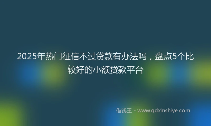 2025年热门征信不过贷款有办法吗，盘点5个比较好的小额贷款平台