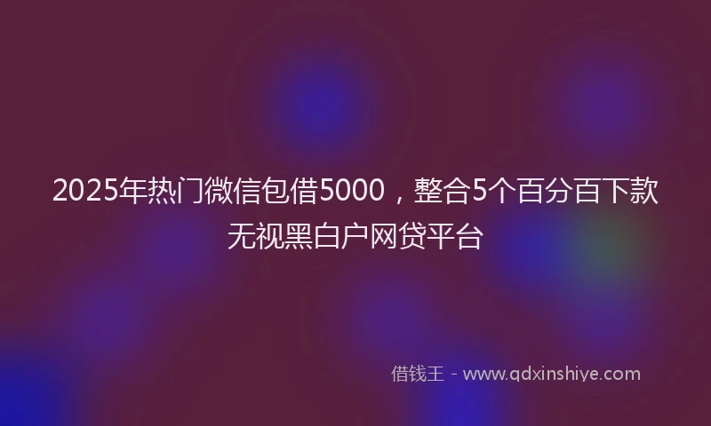 2025年热门微信包借5000，整合5个百分百下款无视黑白户网贷平台