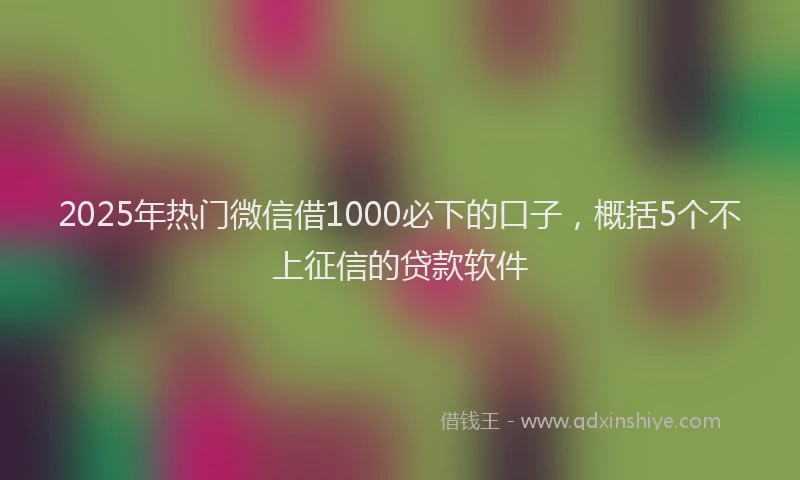 2025年热门微信借1000必下的口子，概括5个不上征信的贷款软件
