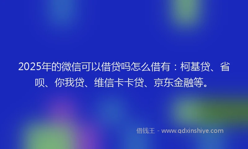 2025年的微信可以借贷吗怎么借有：柯基贷、省呗、你我贷、维信卡卡贷、京东金融等。