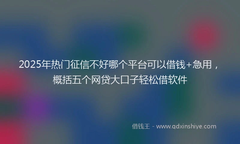 2025年热门征信不好哪个平台可以借钱+急用，概括五个网贷大口子轻松借软件