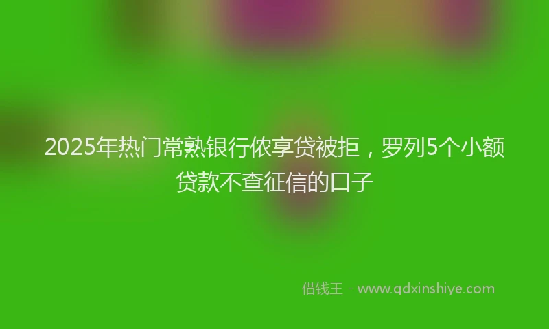 2025年热门常熟银行侬享贷被拒，罗列5个小额贷款不查征信的口子