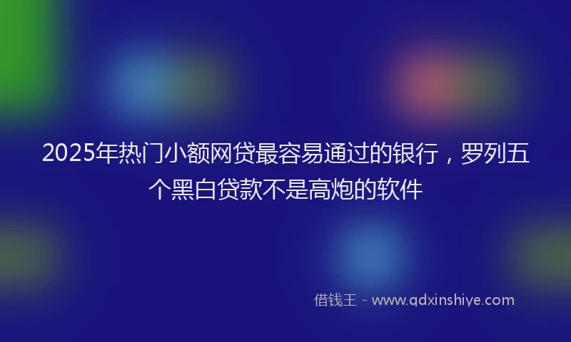 2025年热门小额网贷最容易通过的银行，罗列五个黑白贷款不是高炮的软件