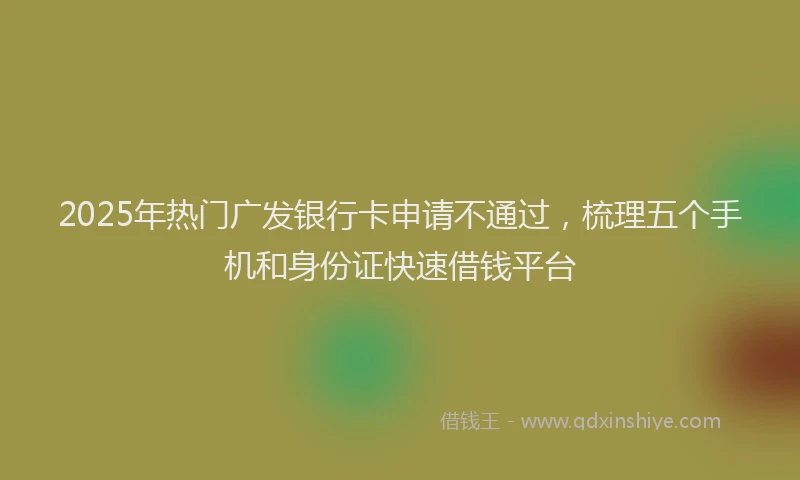 2025年热门广发银行卡申请不通过，梳理五个手机和身份证快速借钱平台