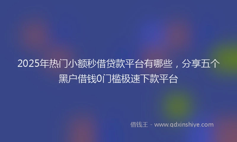 2025年热门小额秒借贷款平台有哪些，分享五个黑户借钱0门槛极速下款平台
